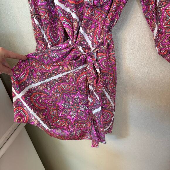 Alice & Trixie 100% Silk Designer Dress Pink Boho Paisley Women's sz XS Ruffles - Picture 6 of 13